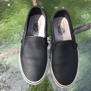 Vans leather slip on shoes in black